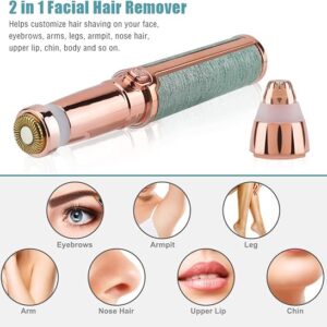 2 in 1 flawless Facial Hair Remover | Rechargeable Waterproof Shaver with LED Light for Eyebrow Upper Lip Chin Armpit (Random color) - Image 8