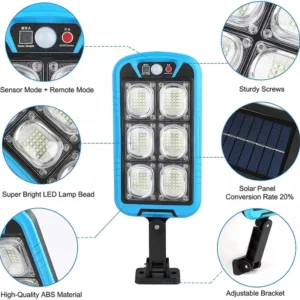 Solar Street COB Light With Sensor ZB-150B | Motion Sensor Security Streetlights for Parking Lot - Remote Control (Random color) - Image 7