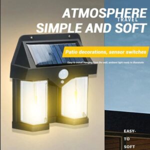 Double Head Antique Solar Sensor Lamp Solar Warm Lighting Lamp Outdoor Wall Lights - Image 4