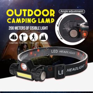 Rechargeable Ip65 Waterproof Headlight With COB Flashlight - Image 1