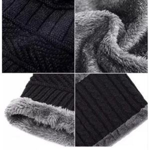 Couple Pack of 2 Combo - woolen winter beanie Head cap with neck warmer muffler for men and women (Black) - Image 3