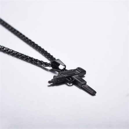 Men's Chain Necklace High Quality Stainless steel Uzi toy gun Pendant - Image 3