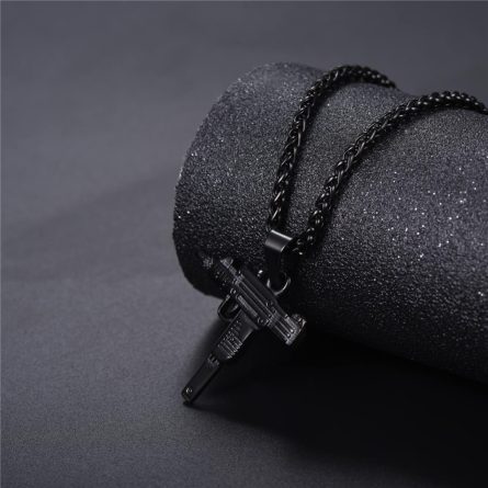 Men's Chain Necklace High Quality Stainless steel Uzi toy gun Pendant - Image 4