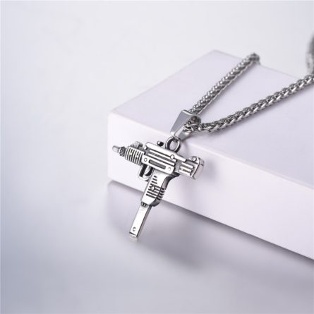 Men's Chain Necklace High Quality Stainless steel Uzi toy gun Pendant - Image 6