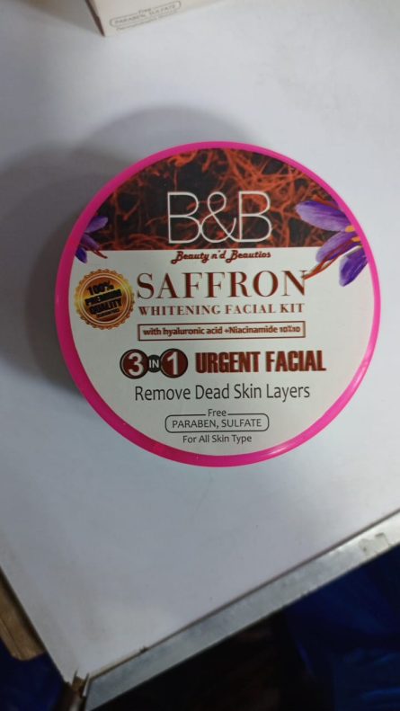 B and B Saffron Whitening Facial Kit 3 in 1 - Urgent Facial & Dead Skin Removal - Image 7