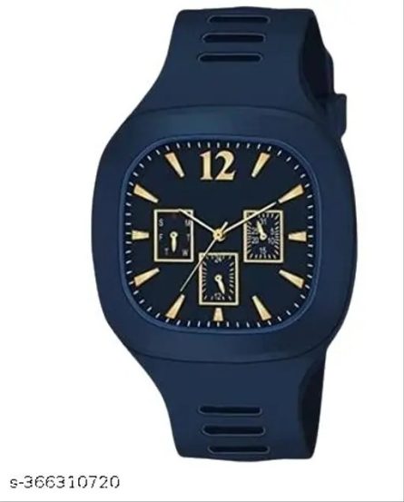 Stylish Black Silicone Strap Watch for Men with Square Dial - Image 4