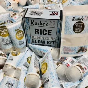 Kashe's Rice Extract Bright & Glow Kit ( Rice Face Wash + Rice Scrub + Rice Mask ) - Image 1