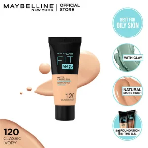 Maybelline New York Fit Me Matte & Poreless Liquid Foundation 18ml Tube - 120 Classic Ivory - For Normal to Oily Skin - Image 5