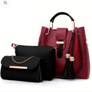 3 Pcs Women’s Leather Plain Hand Bag Set For Women Fashionable New Style Bags Shoulder Bag, Cross Body Bag & Hand Bag Set - Image 4