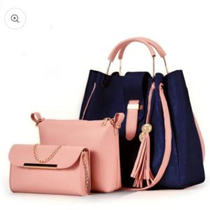 3 Pcs Women’s Leather Plain Hand Bag Set For Women Fashionable New Style Bags Shoulder Bag, Cross Body Bag & Hand Bag Set - Image 5