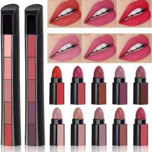 Pack Of 2 Pcs Huda Beauty 5 In 1 Lipstick Nude Shades - Image 4