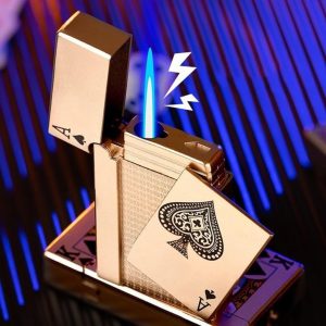 Jet Torch Playing Card Lighter, Green Flame Ace Card Lighter Windproof Refillable Lighter Playing Cards Cool Design (Metal Body) - Image 6