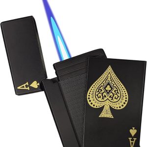 Jet Torch Playing Card Lighter, Green Flame Ace Card Lighter Windproof Refillable Lighter Playing Cards Cool Design (Metal Body) - Image 5