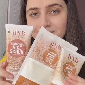 4 in 1 BNB-Rice Whitening And Glowing Facial Kit  Sun Screen +Face Wash+ Scrub+ Mask &amp - Image 2