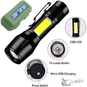 Mini Rechargeable Flashlight With 3 Light Modes COB Side Metal Light  for Camping,Hunting - Image 1