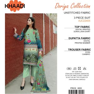 KHAADI DORIYA Collection 3 pcs LAWN  | Unstitched Fabric  Casual Wear - Image 1