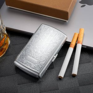 Metal Cigarette Case Dispenser Case Ultra-Thin Portable Men's Cigarette Case With 12 Cigarette Capacity Silver - Image 3