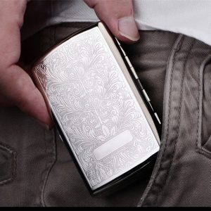 Metal Cigarette Case Dispenser Case Ultra-Thin Portable Men's Cigarette Case With 12 Cigarette Capacity Silver - Image 5