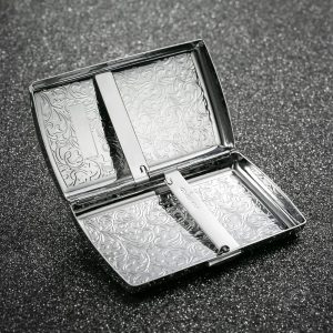 Metal Cigarette Case Dispenser Case Ultra-Thin Portable Men's Cigarette Case With 12 Cigarette Capacity Silver - Image 7