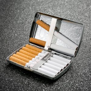 Metal Cigarette Case Dispenser Case Ultra-Thin Portable Men's Cigarette Case With 12 Cigarette Capacity Silver - Image 8