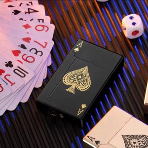 Jet Torch Playing Card Lighter, Green Flame Ace Card Lighter Windproof Refillable Lighter Playing Cards Cool Design (Metal Body) - Image 7