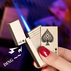 Jet Torch Playing Card Lighter, Green Flame Ace Card Lighter Windproof Refillable Lighter Playing Cards Cool Design (Metal Body) - Image 10