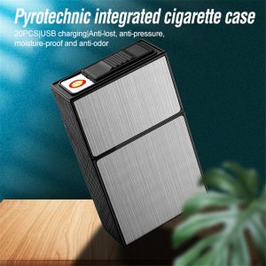 2-in-1 20 Cigarette Case with Rechargeable USB Lighter, Tungsten Flameless Electronic Lighter, Portable Smoking Accessory for Men ( Random Color ) - Image 6