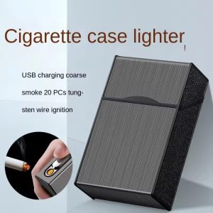 2-in-1 20 Cigarette Case with Rechargeable USB Lighter, Tungsten Flameless Electronic Lighter, Portable Smoking Accessory for Men ( Random Color ) - Image 4