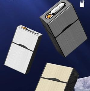 2-in-1 20 Cigarette Case with Rechargeable USB Lighter, Tungsten Flameless Electronic Lighter, Portable Smoking Accessory for Men ( Random Color ) - Image 7