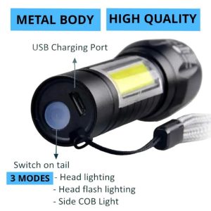 Mini Rechargeable Flashlight With 3 Light Modes COB Side Metal Light  for Camping,Hunting - Image 5