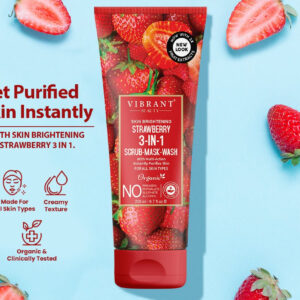 Vibrant Beauty Strawberry 3 In 1 Scrub-Mask-Wash Face Wash Deep Pore Cleansing Facial For Radiant Skin (200ml) - Image 1