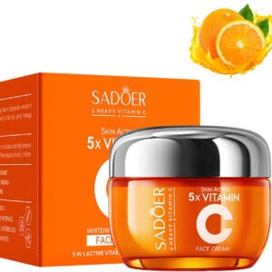 Sadoer 5 Heavy Vitamin C Skin Active whitening Cream | Vitamin C Hydrating Face Cream - Glowing & Repairing Moisturizer for Fine Lines, Wrinkles & Uneven Skin Tone | Whitening Cream - Image 5